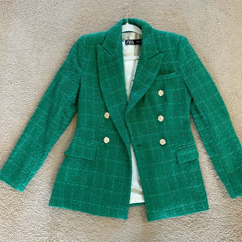 Textured double breasted blazer